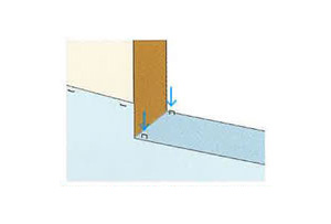 窓台部分へタッカー止めする場合は、ストレッチガード®で覆われる部分にのみ打ち込みます。